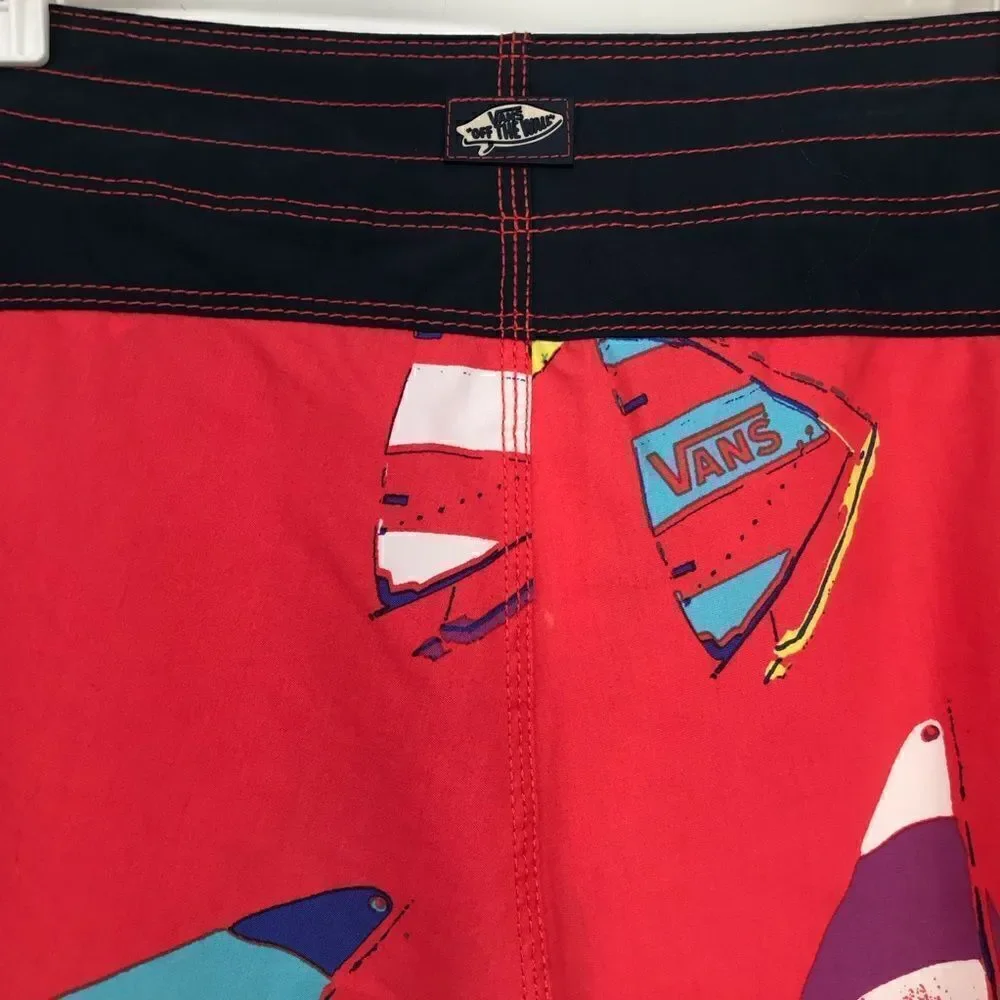 Vans The Era Classic Red Navy Blue Sailing Hidden Print Board Shorts NEW